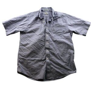 L.L.Bean Mens Dress Shirt Large 16 Neck Cotton Short Sleeve Classic Purple